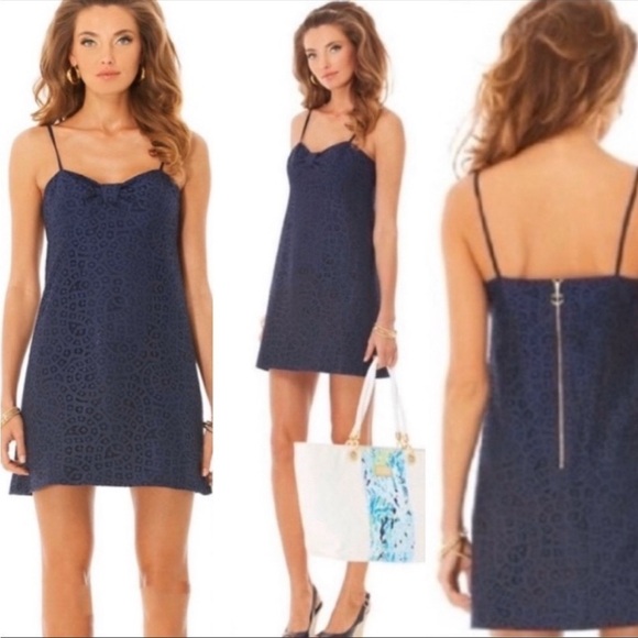 LILLY PULITZER KARINA LACE NAVY PARTY DRESS SIZE 2 - Picture 1 of 14